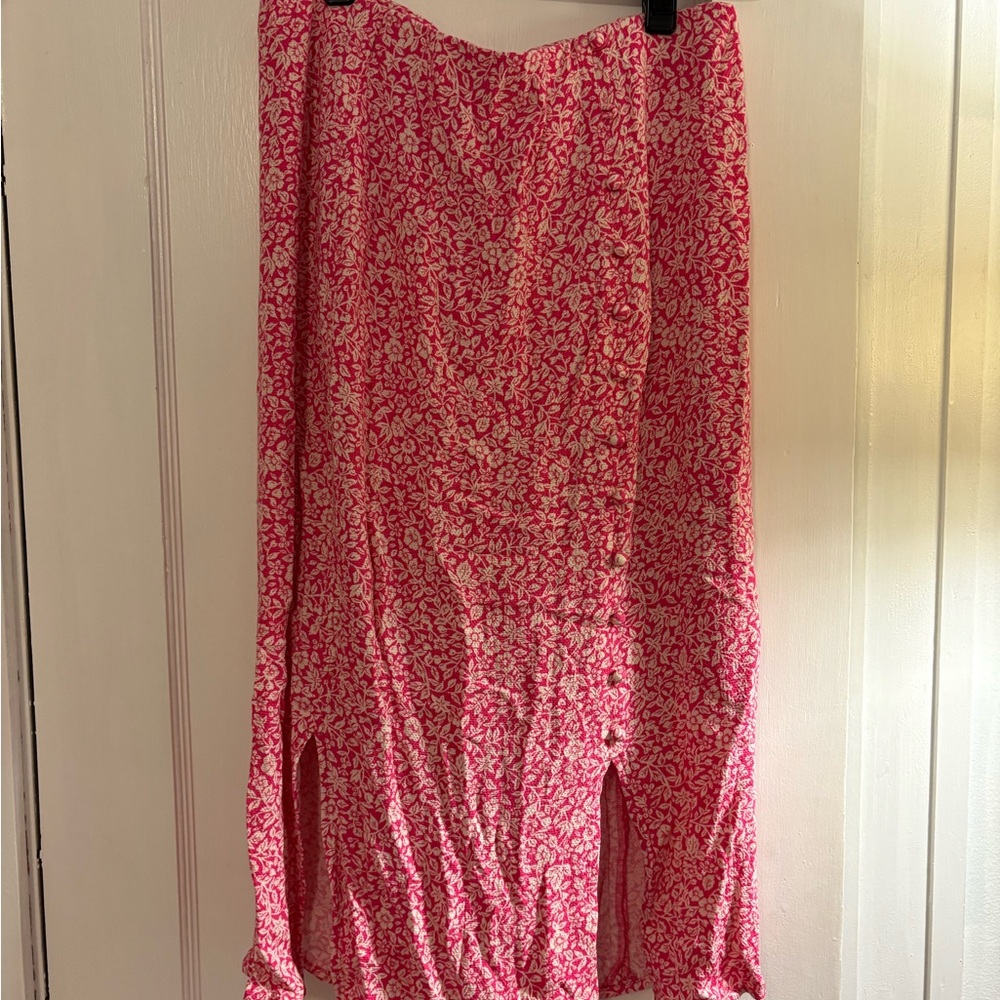 Anthropologie Pink Maxi Pencil Skirt with Slit